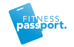 blue card with words fitness passport in blue and white